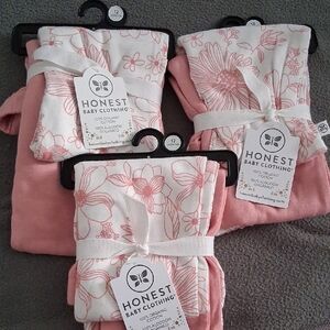 2pc The Honest Company Pink Floral Leggings Set